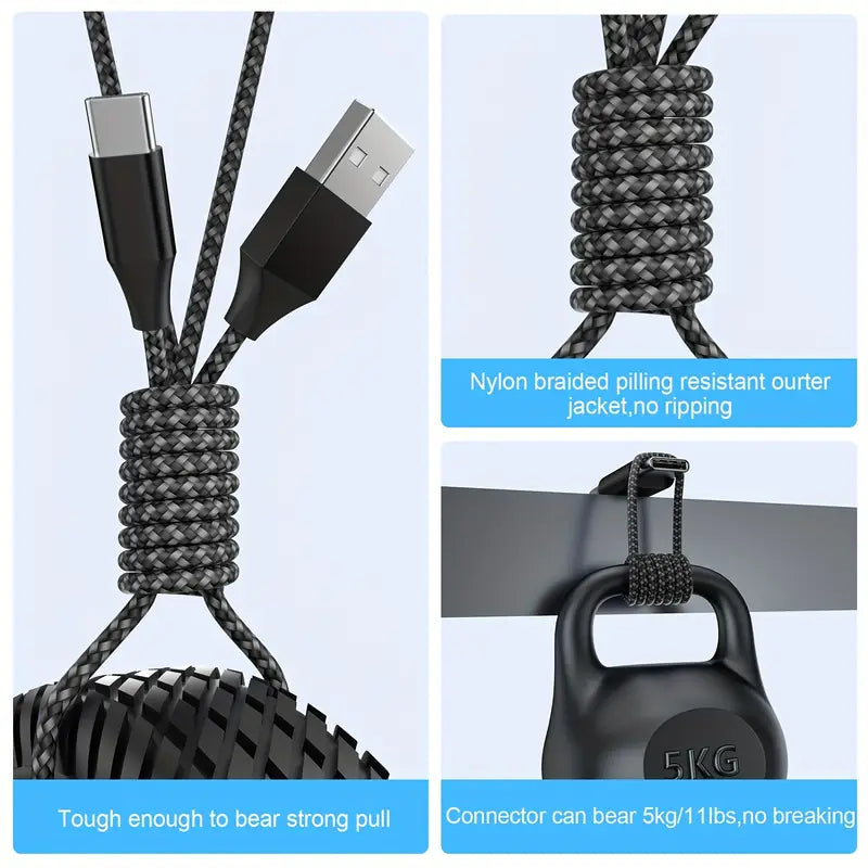 LAIHONEN 3pcs/1pc USB Type C cable 3.05 meter, Type C charger 3A fast charging USB A to USB C cable suitable for SamSung for Galaxy S21 S20 Ultra S10e S9 S8, Note 8 9 10 20, A13 A53, L GV50, Pixel 7/6A